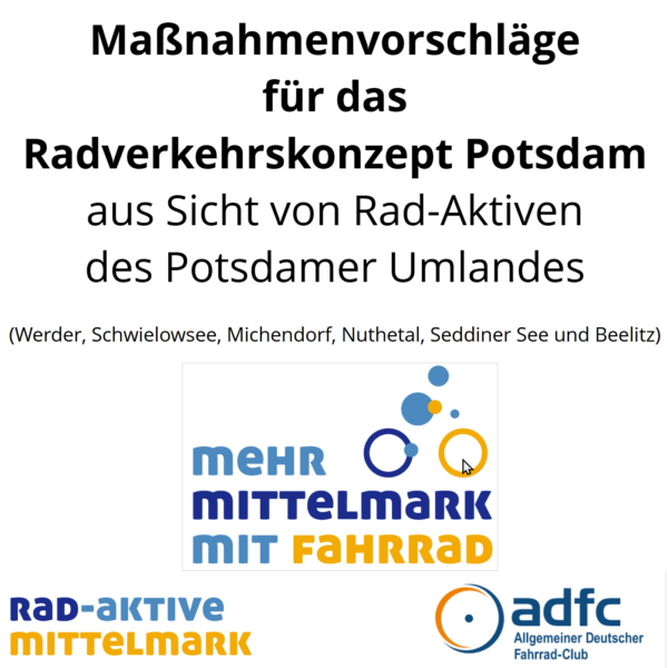 Vorschläge aus dem Umland zur Aktualisierung des Potsdamer Radverkehrskonzeptes